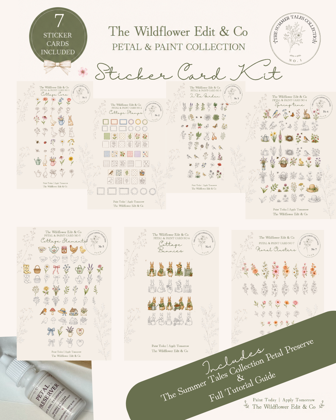 The Petal & Paint Sticker Cards - THE COTTAGE CORE Collection