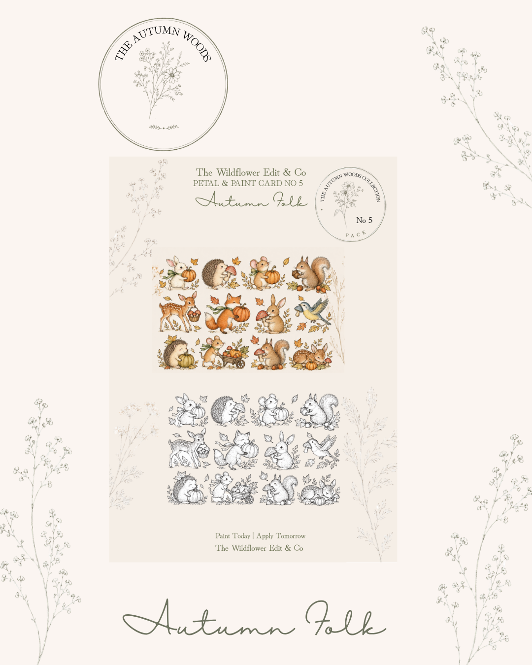 Autumn Folk Sticker Template Card