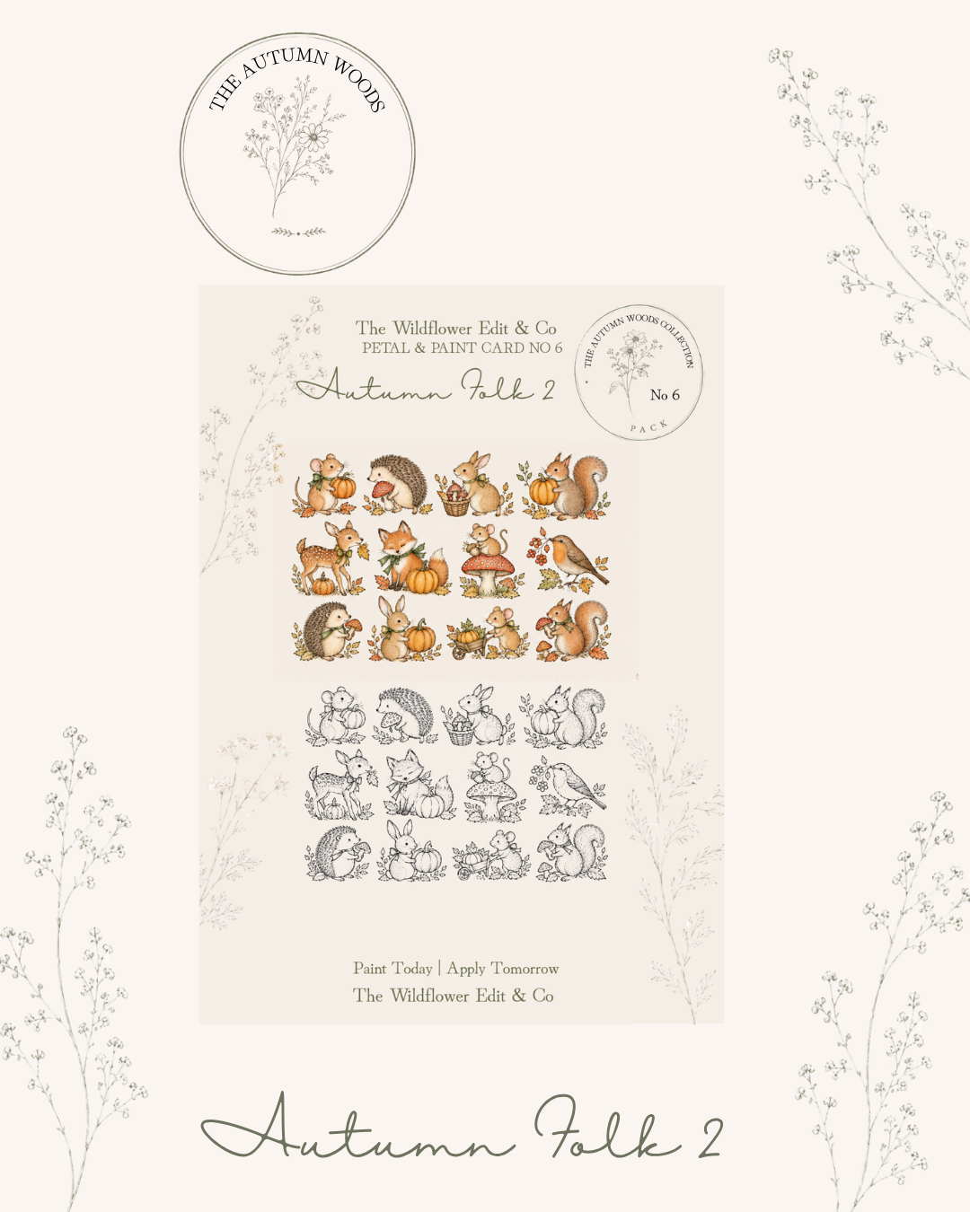 Autumn Folk 2 Sticker Template Card