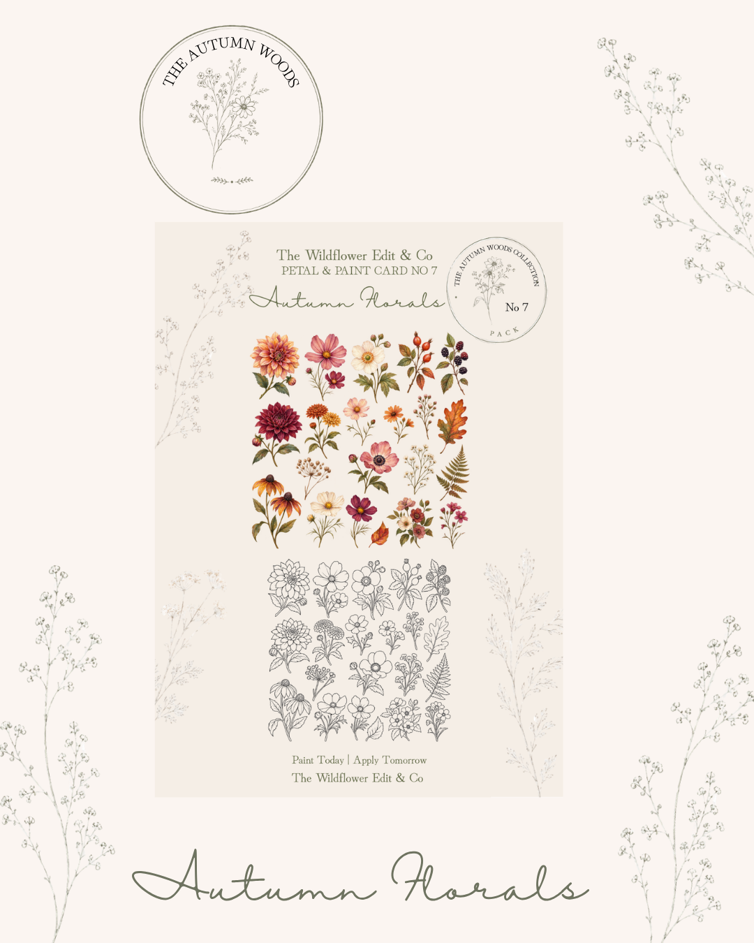 Autumn Florals Sticker Template Card
