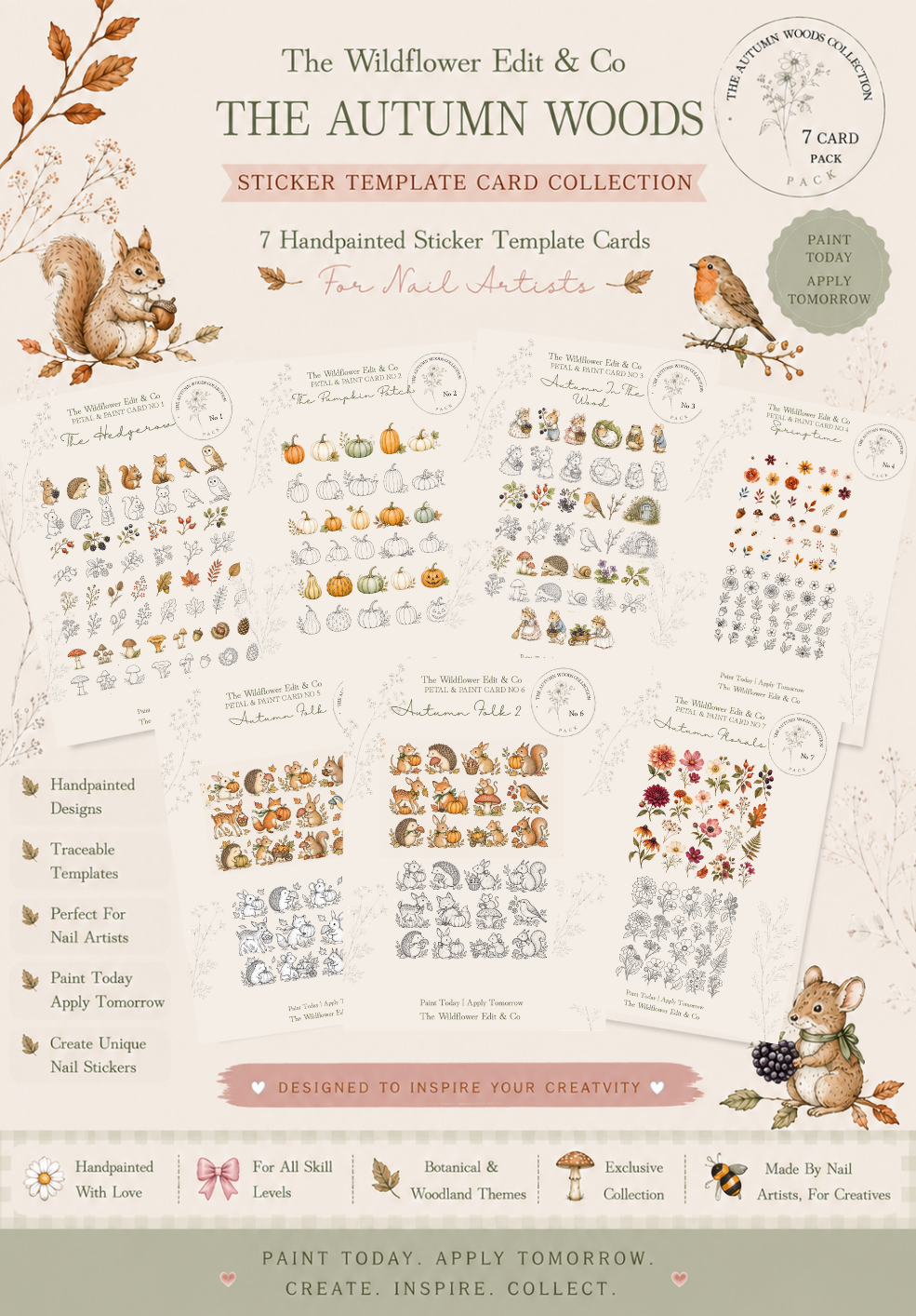 The Petal & Paint Sticker Cards - The Autumn Woods Collection