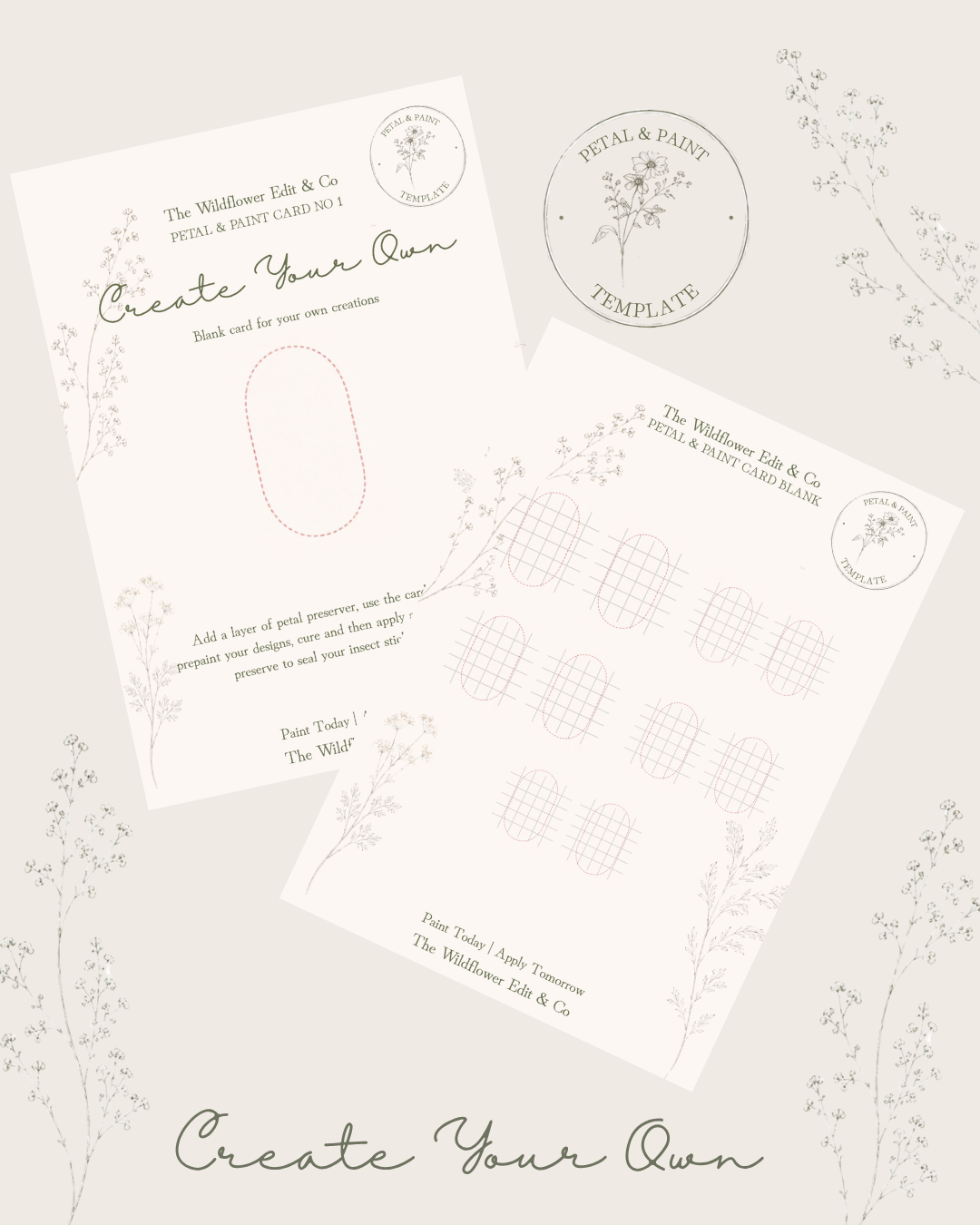 The Petal & Paint Sticker Card - Blank Template