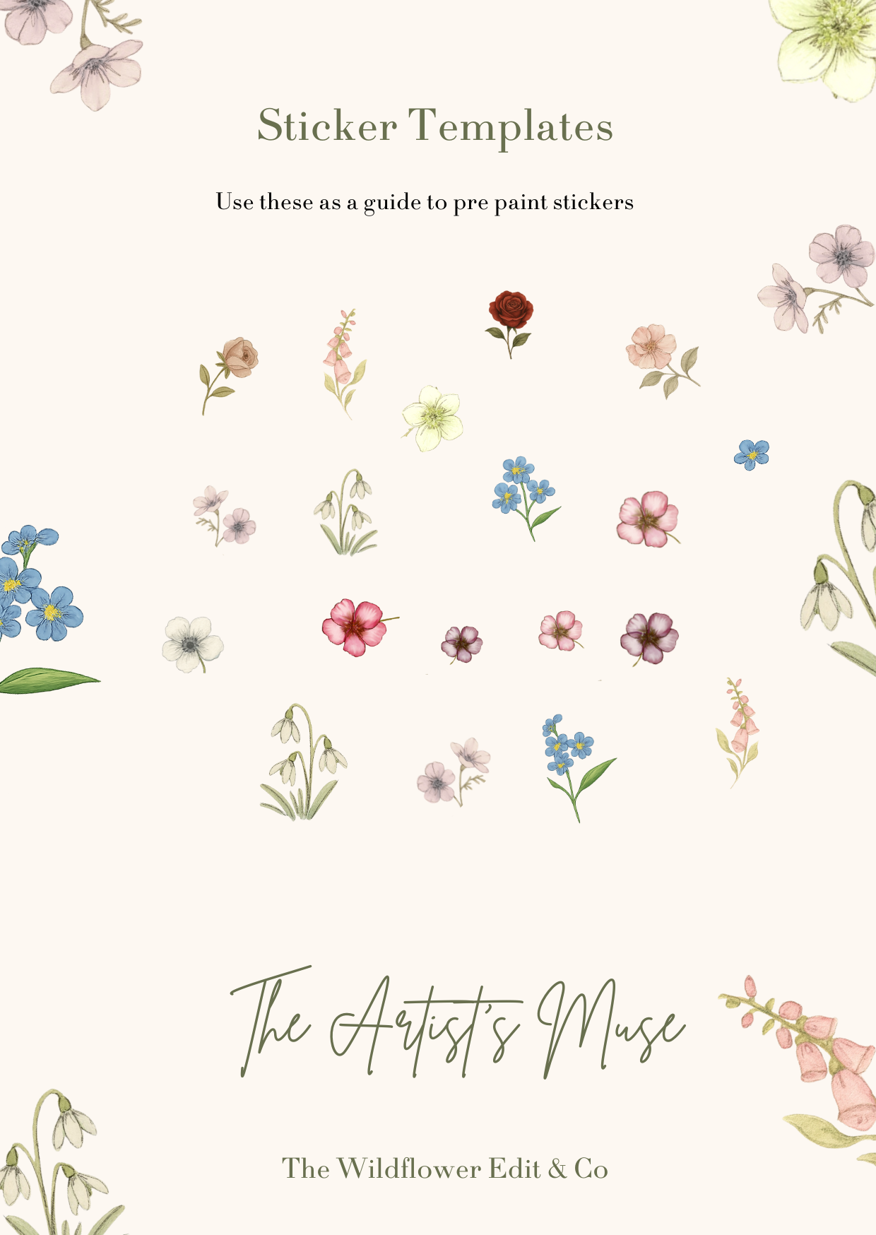 Dainty Floral Sticker Template